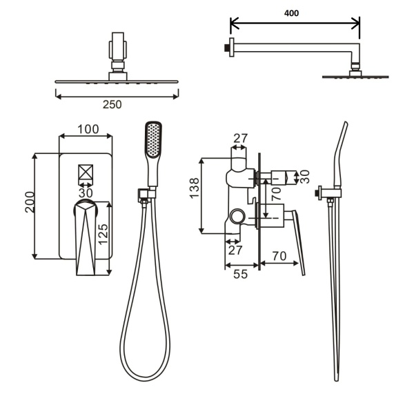 Встраиваемая душевая система Boheme Venturo 374-W