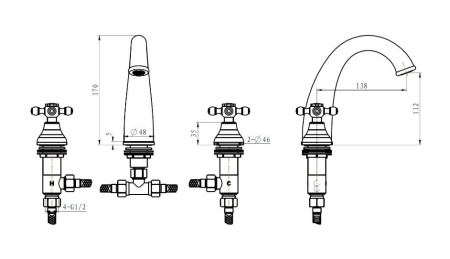 Смеситель для раковины Boheme Tradizionale 297-MR-B