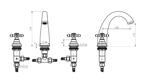 Смеситель для раковины Boheme Royal 297-Royal