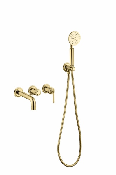 Смеситель встроенный + ручной душ + излив, ETERNA GOLD 174-3-G