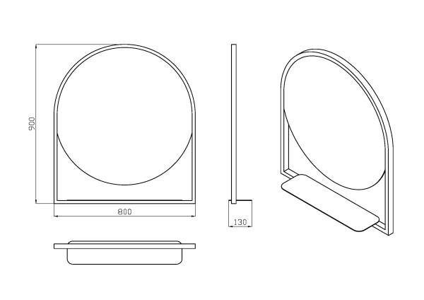Зеркало с подсветкой и полочкой 80х90 см ArmadiArt Vallessi 550/2