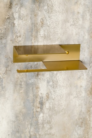 Держатель для туалетной бумаги c полкой Qubic Matt Gold 10721-2-MG