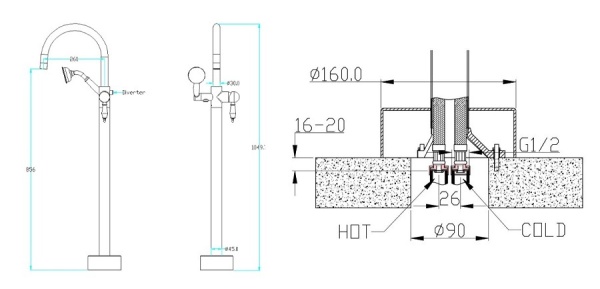 Смеситель для ванны Boheme Brillante 269-SW