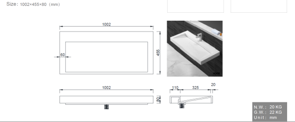 Раковина 100 см ArmadiArt Flat 859-100 продается только в комплекте с тумбой