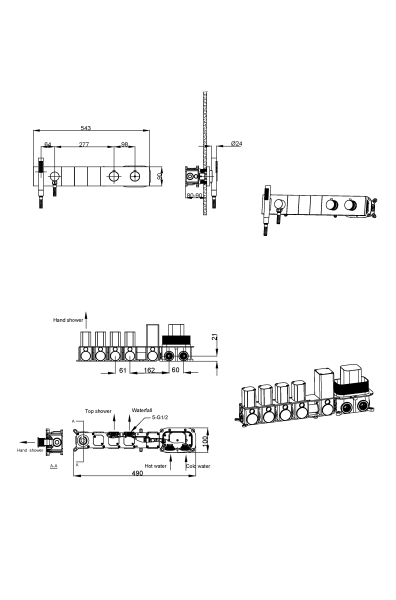 Смеситель ZODIAC THERMO с ручным душем SHINE GUN METAL 133-SYS-SGM