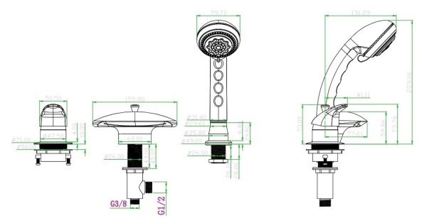 Смеситель на борт ванны Boheme Aquadesign 398