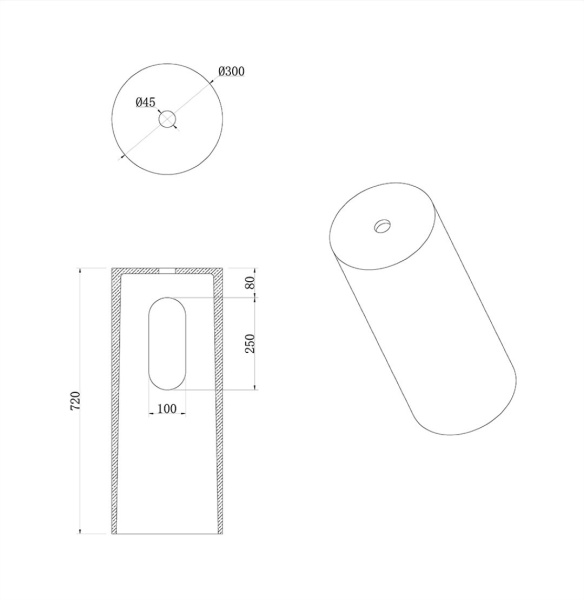 Раковина Ø40 см на пьедестале ArmadiArt Sole Corian 801-R-MW+801-Base-Rwood