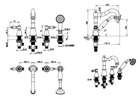 Смеситель на борт ванны Boheme Royal 391-Royal
