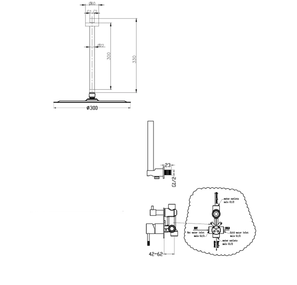 Встраиваемая душевая система Boheme Uno 464-4-MG
