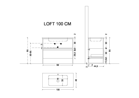 Тумба под консоль 100 см ArmadiArt Loft 894-100-A