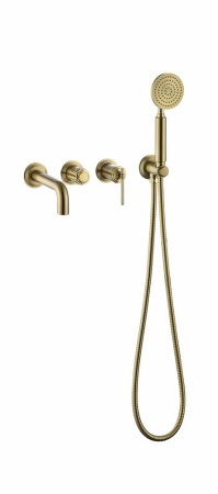 Смеситель встроенный + ручной душ + излив, ETERNA MATT GOLD 174-3-MG