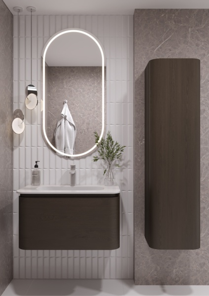 OVALE 1 полка 80CM ШПОН тумба + раковина OV0110100-080