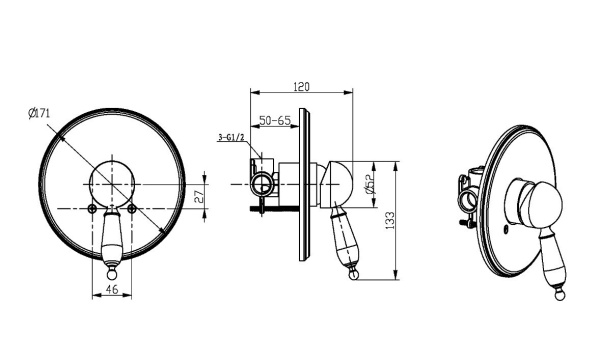 Встраиваемый смеситель Boheme Medici 305-BLC