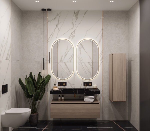 Зеркало с подсветкой 60х110 см ArmadiArt Modern 568-G-MDF