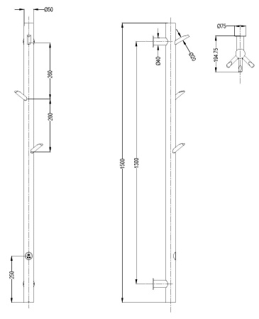 Полотенцесушитель электрический OAK SHINE GUN METAL новый 50мм 724-50-SGM