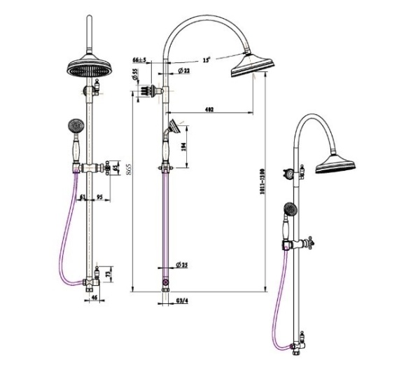 Душевая стойка Boheme Medici 401-BLC