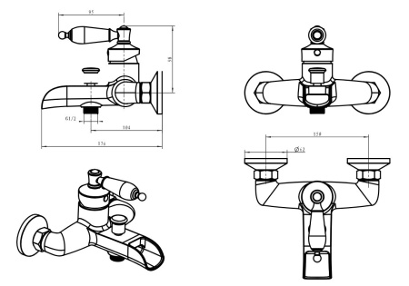 Смеситель для ванны Boheme Vogue 203-PR