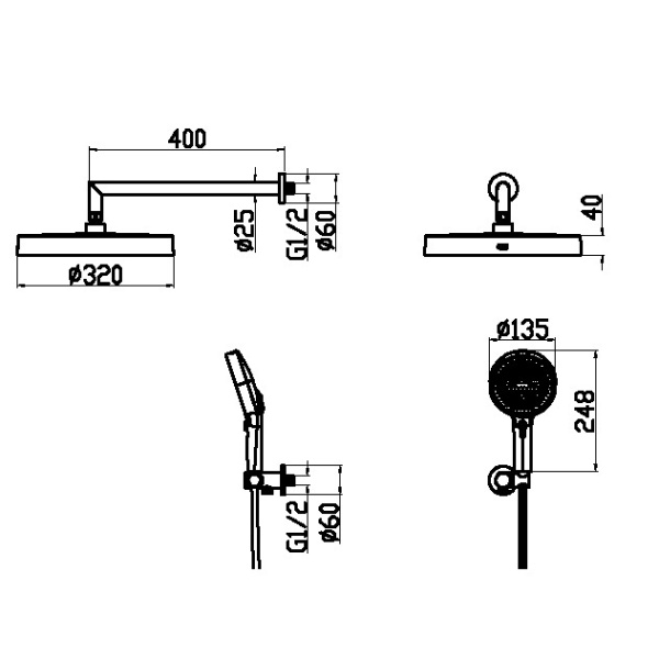 Комплект для душа Boheme Cell 427-CR/135-2-CR
