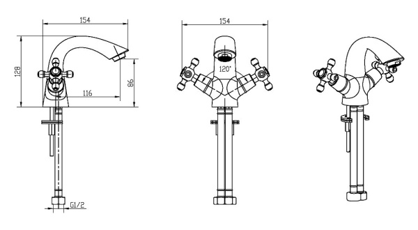 Смеситель для раковины Boheme Royal 311-BLC