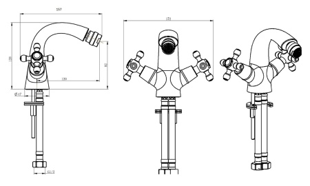 Смеситель для биде Boheme Royal Cristal 296-Royal/CRST black