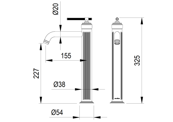 Смеситель для умывальника высокий ETERNA NICKEL BRUSH 172-NB
