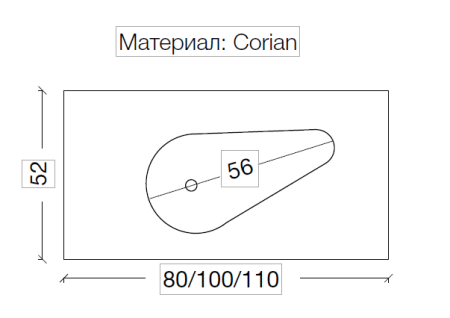 Раковина 100 см ArmadiArt Corian Drop 858-100 продается только в комплекте с тумбой