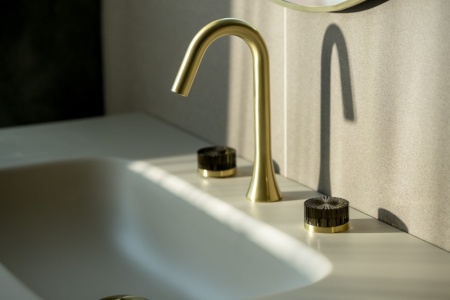 Смеситель из стены SWAN на 3 отв. MATT GOLD STELLA GREEN 153-MG-ST-GREEN