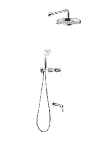 Смеситель встроенный + верхний + ручной душ + излив, ETERNA CHROME 174-2-CR