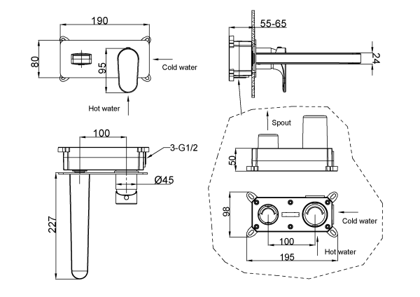 Смеситель для раковины Boheme Spectre 455-MW