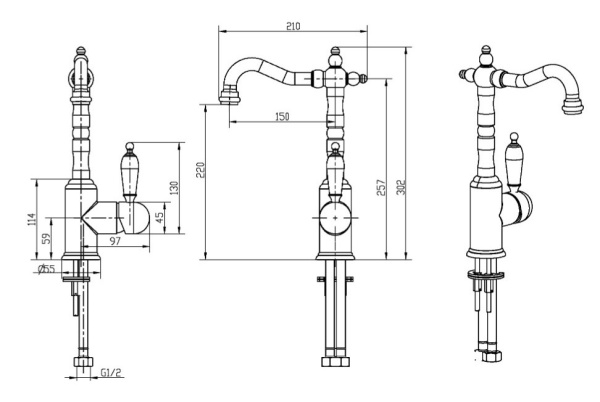 Смеситель для раковины Boheme Murano 282-MR-W