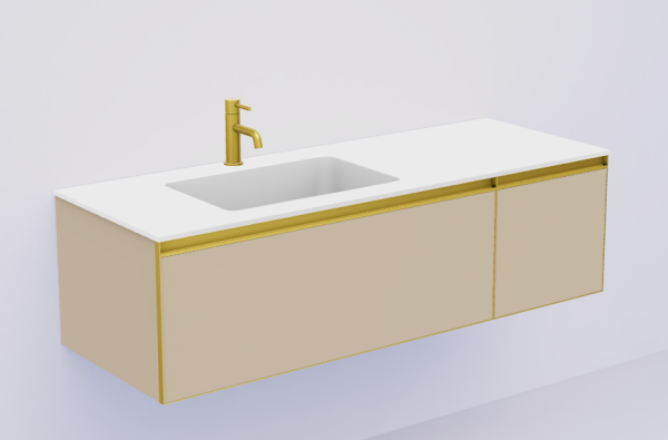 QUATRO 2 140см (100+40) тумба DAPHNE профиль MATT GOLD c подсветкой 790-M2-140-D-MG-LED