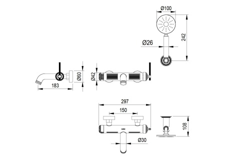 Смеситель для ванны ETERNA MATT GOLD 173-MG