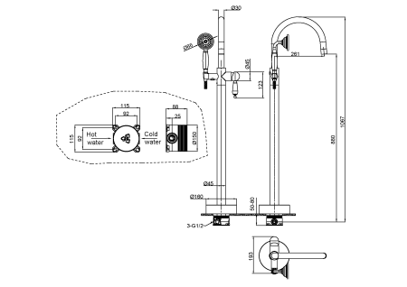 Смеситель для ванны Boheme Medici 309