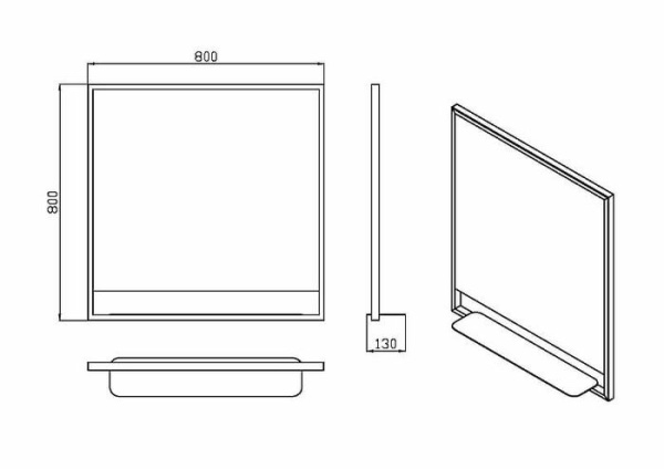 Зеркало с подсветкой и полочкой 80х80 см ArmadiArt Vallessi 551/2