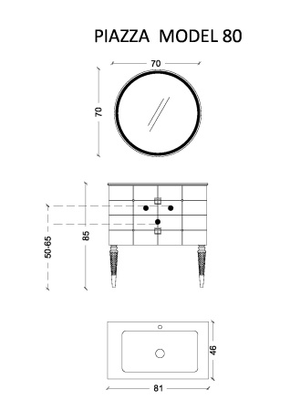 Тумба под раковину 80 см ArmadiArt Vallessi Avantgarde Piazza 841-080-WG