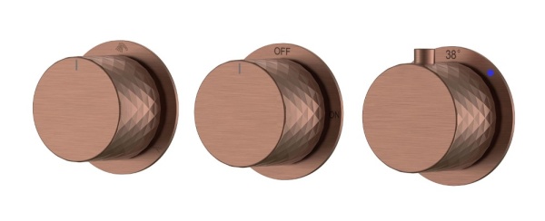 Смеситель встроенный с термостатом STICK DIAMOND BRUSHED BRONZE 3-проходной 124-T-3-BRB.1