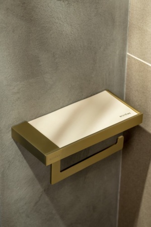 Держатель для туалетной бумаги c крышкой Qubic Matt Gold 10721-MG