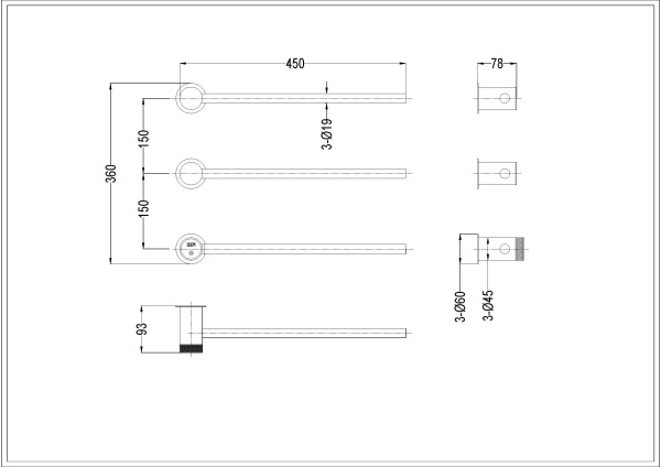 Полотенцесушитель STICK дополнительный элемент BRONZE 727-extra-BR