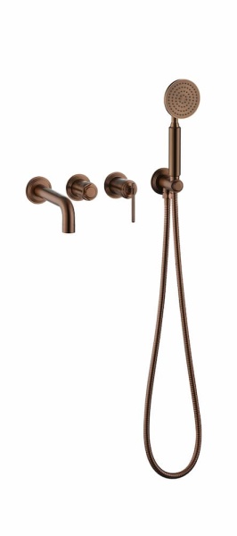 Смеситель встроенный + ручной душ + излив, ETERNA BRUSHED BRONZE 174-3-BRB