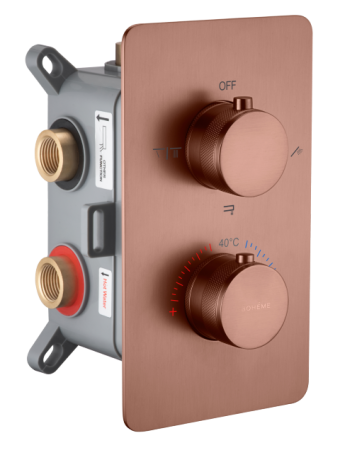 Смеситель встроенный с термостатом 3-х проходной CELL BRUSHED BRONZE 134-3-BRB