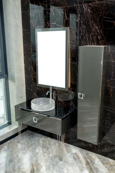 Столешница стекло 80см прямая Глянцевый Графит 853-080-GR