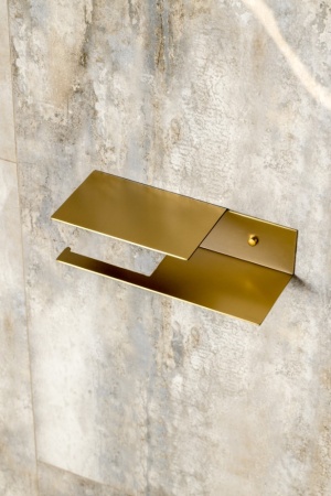 Держатель для туалетной бумаги c полкой Qubic Matt Gold 10721-2-MG
