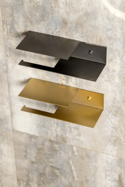 Держатель для туалетной бумаги c полкой Qubic Matt Gold 10721-2-MG