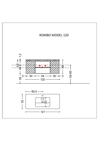 Тумба ROMBO 120cm Антрацит/золото 777-120-BG