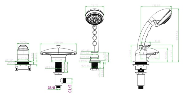 Смеситель на борт ванны Boheme Aquadesign 397