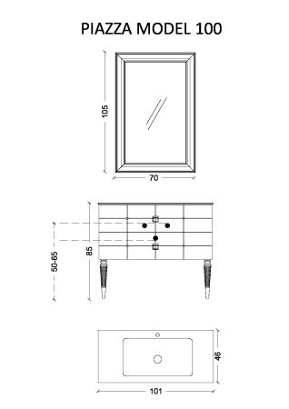 Тумба под раковину 100 см ArmadiArt Vallessi Avantgarde Piazza 841-100-BCR