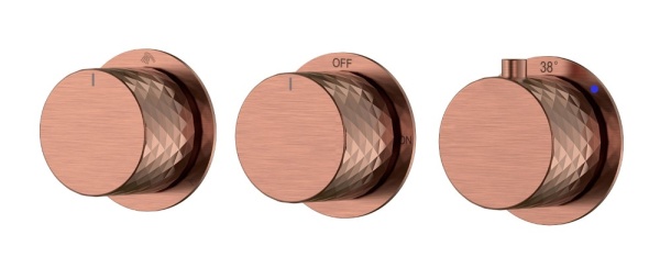 Смеситель встроенный с термостатом STICK DIAMOND COPPER BRUSHED 3-проходной 124-T-3-CB.1