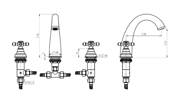 Смеситель для раковины Boheme Tradizionale 277W-Cr