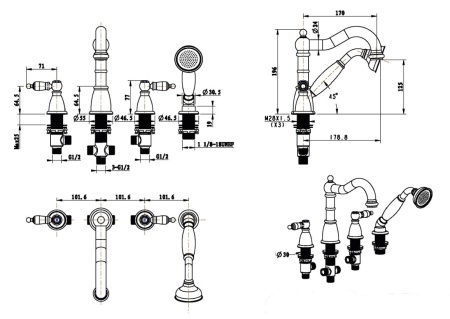 Смеситель на борт ванны Boheme Tradizionale 395-MR-W