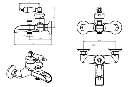Смеситель для ванны Boheme Vogue 213-MR-B